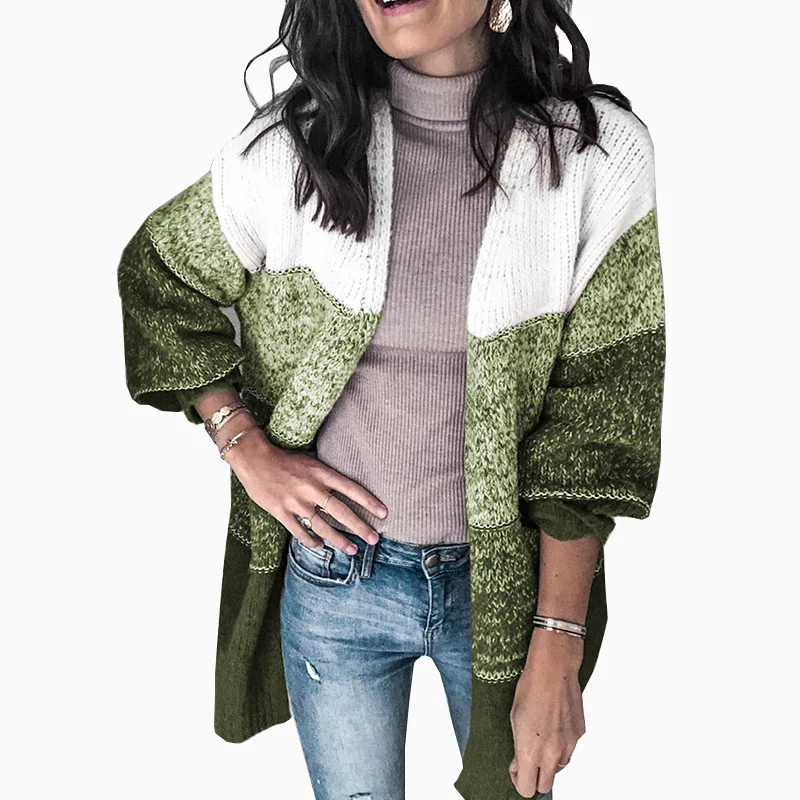 2021 autumn and winter new products hot selling loose mixed color women's sweater coat stripe Splicing casual knitted cardigan
2021 autumn and winter new products hot selling loose mixed color women's sweater coat stripe Splicing casual knitted cardigan