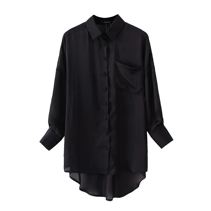 CS704 2020 spring Europe women's new solid black long sleeve pocket casual shirt blouse Camisa koszula
CS704 2020 spring Europe women's new solid black long sleeve pocket casual shirt blouse Camisa koszula