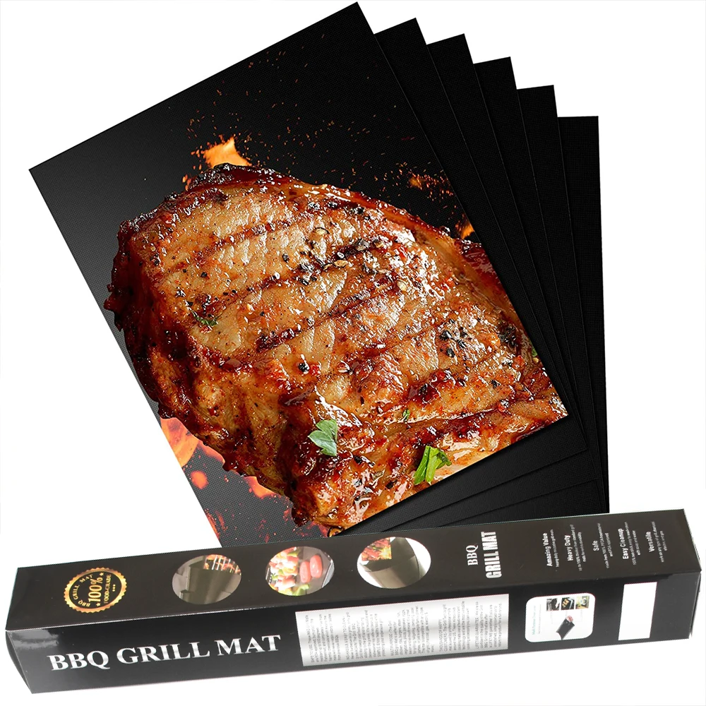 

0.2mm thickness customized ptfe 100% non-stick bbq grill mat for barbecue