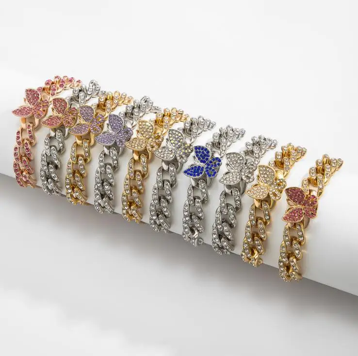Hip Hops Shiny Crystal Cuban Link Chain Butterfly Bracelet Adjustable Bling CZ Zircon Butterfly Pull Bracelets For Women, As picture
Hip Hops Shiny Crystal Cuban Link Chain Butterfly Bracelet Adjustable Bling CZ Zircon Butterfly Pull Bracelets For Women, As picture