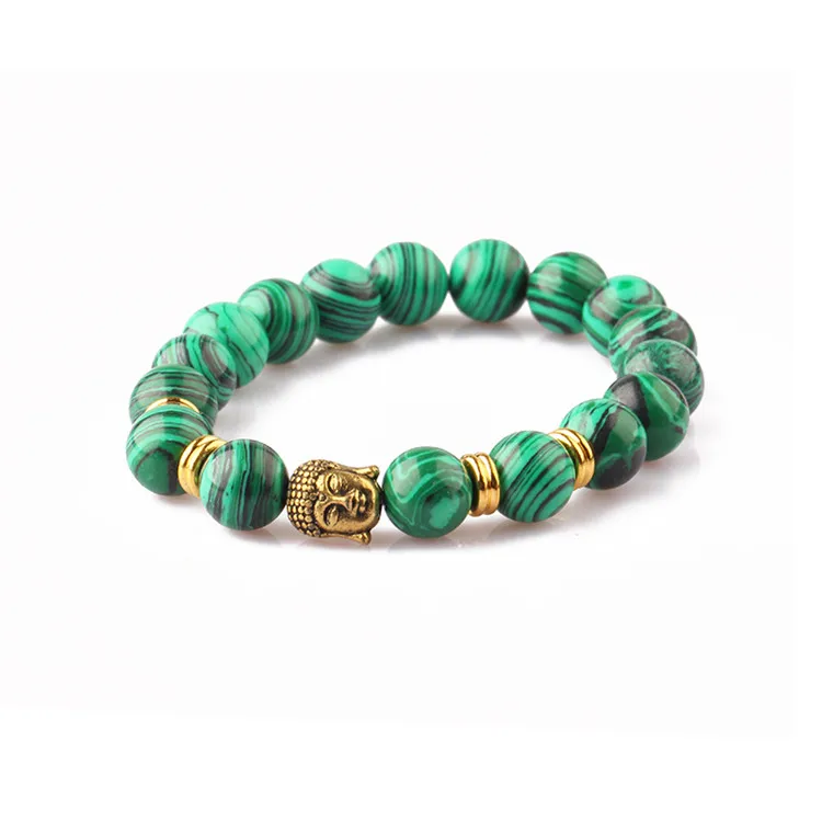 Jewelry Wholesale Gemstone Green Malachite Beads Bracelet with Buddha Charm Bracelet
Jewelry Wholesale Gemstone Green Malachite Beads Bracelet with Buddha Charm Bracelet