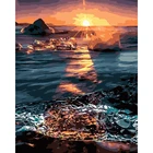 ROYALDREAM landscape seascape abstract wall art oil paint by numbers set on canvas painting for wholesale