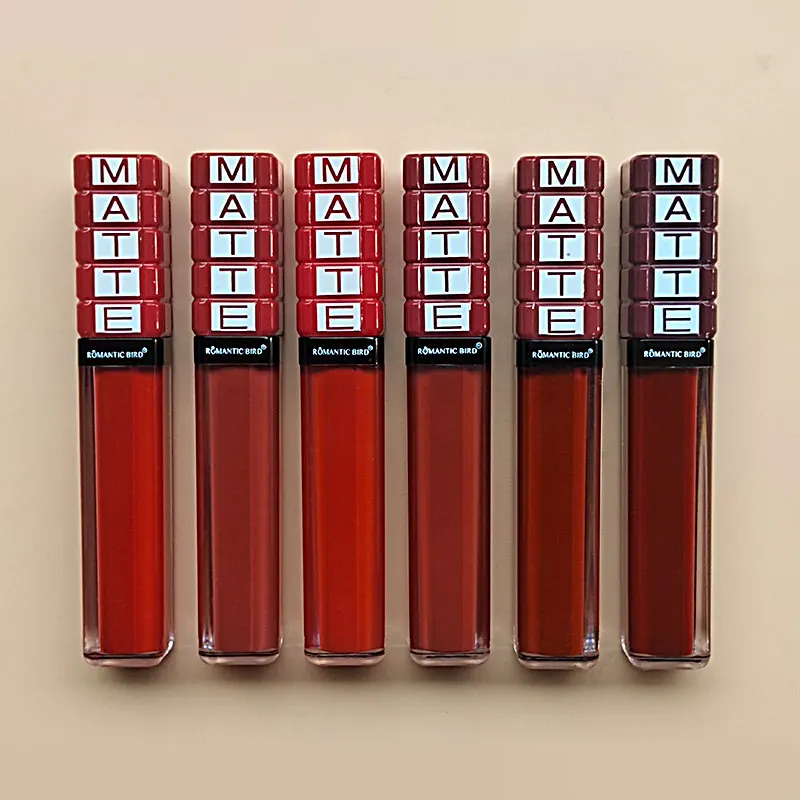 Romantic Bird Red Liquid Lipstick 6 Colors Popular Waterproof Matte Professional Lip Gloss 7.5g Square Private Label Cosmetics
Romantic Bird Red Liquid Lipstick 6 Colors Popular Waterproof Matte Professional Lip Gloss 7.5g Square Private Label Cosmetics