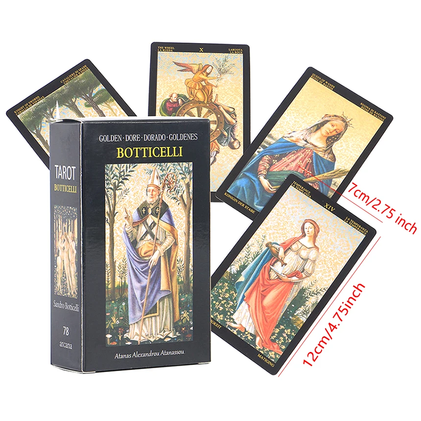 

12x7cm Original Golden Tarot Deck Cards Oracle Cards with paper instruction guidebook Guidance Divination