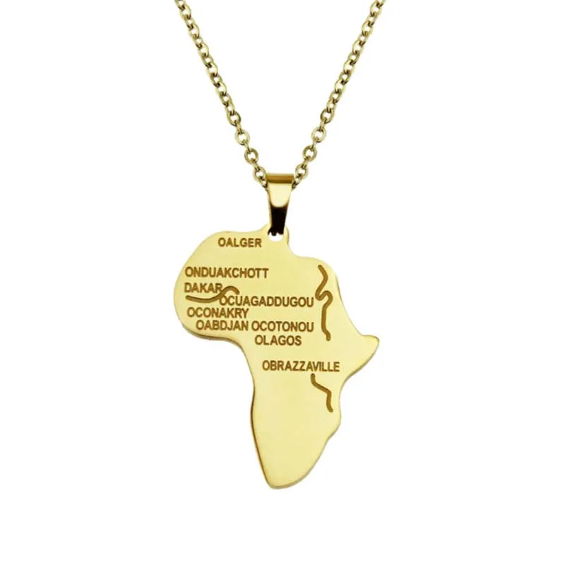 Hot selling and fashion stainless steel gold plated Africa map pendant necklace for woman
Hot selling and fashion stainless steel gold plated Africa map pendant necklace for woman