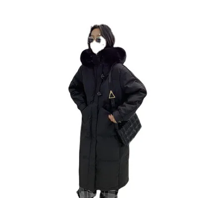 Winter medium length large fur collar thick white duck down winter knee-length hooded down jacket for women
Winter medium length large fur collar thick white duck down winter knee-length hooded down jacket for women