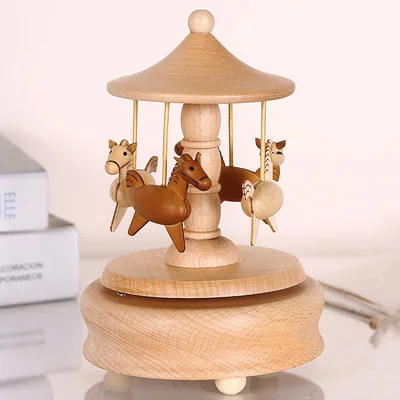 Creative wooden carousel music box Wooden movement trojan horse music box Sky City Valentine's Day birthday gift
Creative wooden carousel music box Wooden movement trojan horse music box Sky City Valentine's Day birthday gift