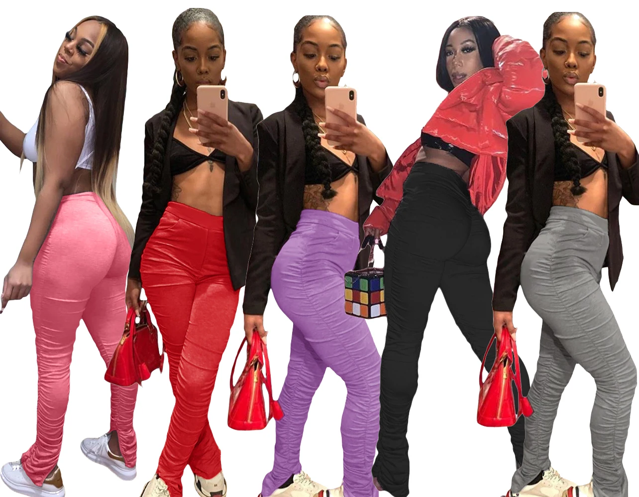 XS-2XL solid color high waist ruched pants women stacked leggings stacked pants, Gray, purple, black, pink,red
XS-2XL solid color high waist ruched pants women stacked leggings stacked pants, Gray, purple, black, pink,red