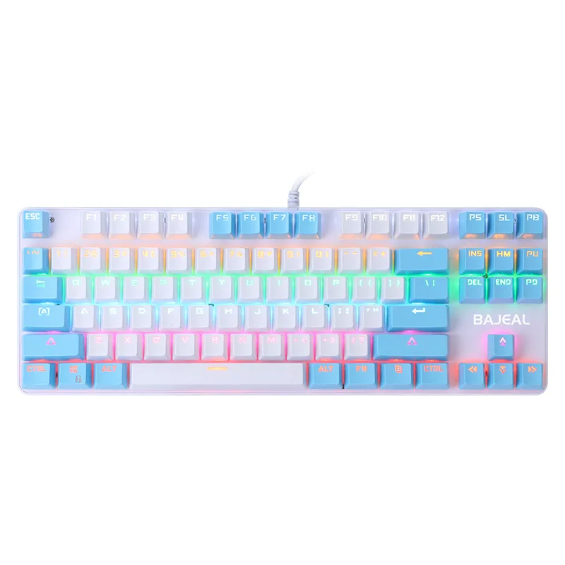 oem Bajeal 87 keys keyboard for gamer Pink and white gaming mechanical keyboard for PC laptop
oem Bajeal 87 keys keyboard for gamer Pink and white gaming mechanical keyboard for PC laptop