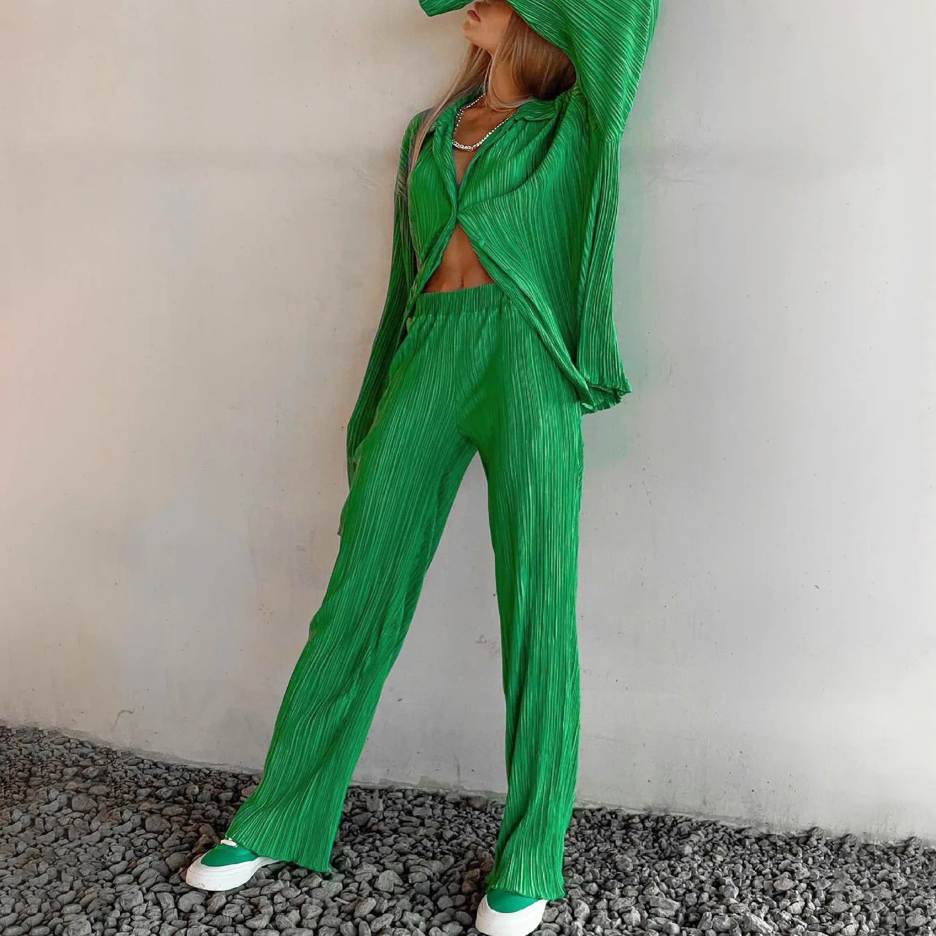 2024 New Trendy Casual Loose 2 Piece Shirt and Pants Sets Long Sleeve Blouses Wide Leg Pants Women's Two Piece Set
2024 New Trendy Casual Loose 2 Piece Shirt and Pants Sets Long Sleeve Blouses Wide Leg Pants Women's Two Piece Set