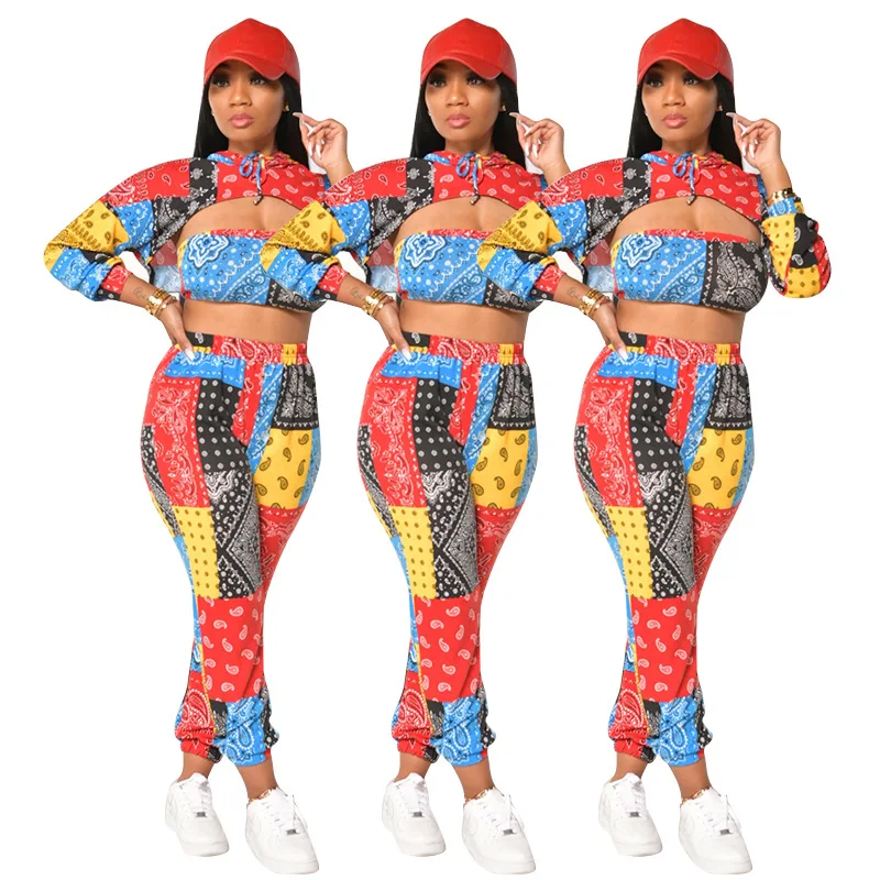 2021 Fashion Women'S Bandana Pants Skinny Casual Sexy Bandana Set Print Stitching Sexy Three-Piece Crop Top Suit Women Clothing
2021 Fashion Women'S Bandana Pants Skinny Casual Sexy Bandana Set Print Stitching Sexy Three-Piece Crop Top Suit Women Clothing