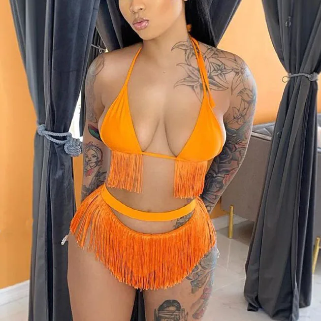FS3447D Summer 2 Piece Bathing Suit Crop Top and Tassel Thongs Beachwear Outfits Sexy Night Club Matching Sets
FS3447D Summer 2 Piece Bathing Suit Crop Top and Tassel Thongs Beachwear Outfits Sexy Night Club Matching Sets
