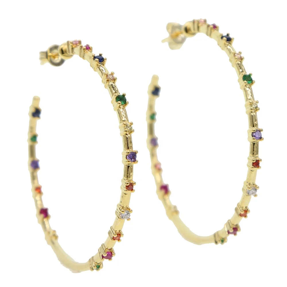 Gorgeous fashion women 45MM Gold Rose gold 2 colors prong setting rainbow colorful CZ circle hoop earring
Gorgeous fashion women 45MM Gold Rose gold 2 colors prong setting rainbow colorful CZ circle hoop earring