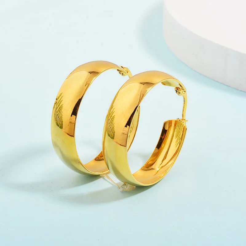 Stainless Wide Hoop Fashion Earrings