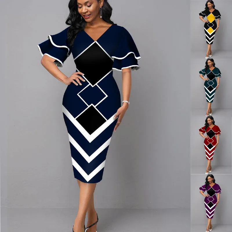 Classy Short Sleeve African Design Dresses Sexy Summer 2022 V Neck Party Bodycon Dress Women, Picture color
Classy Short Sleeve African Design Dresses Sexy Summer 2022 V Neck Party Bodycon Dress Women, Picture color