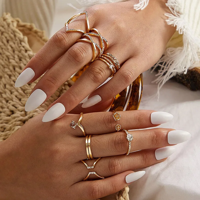 Amazon Fashion Girl Rhinestone Open Combination Ring Irregular Diamond Ring 8 Piece Ring Set, Golden
Amazon Fashion Girl Rhinestone Open Combination Ring Irregular Diamond Ring 8 Piece Ring Set, Golden
