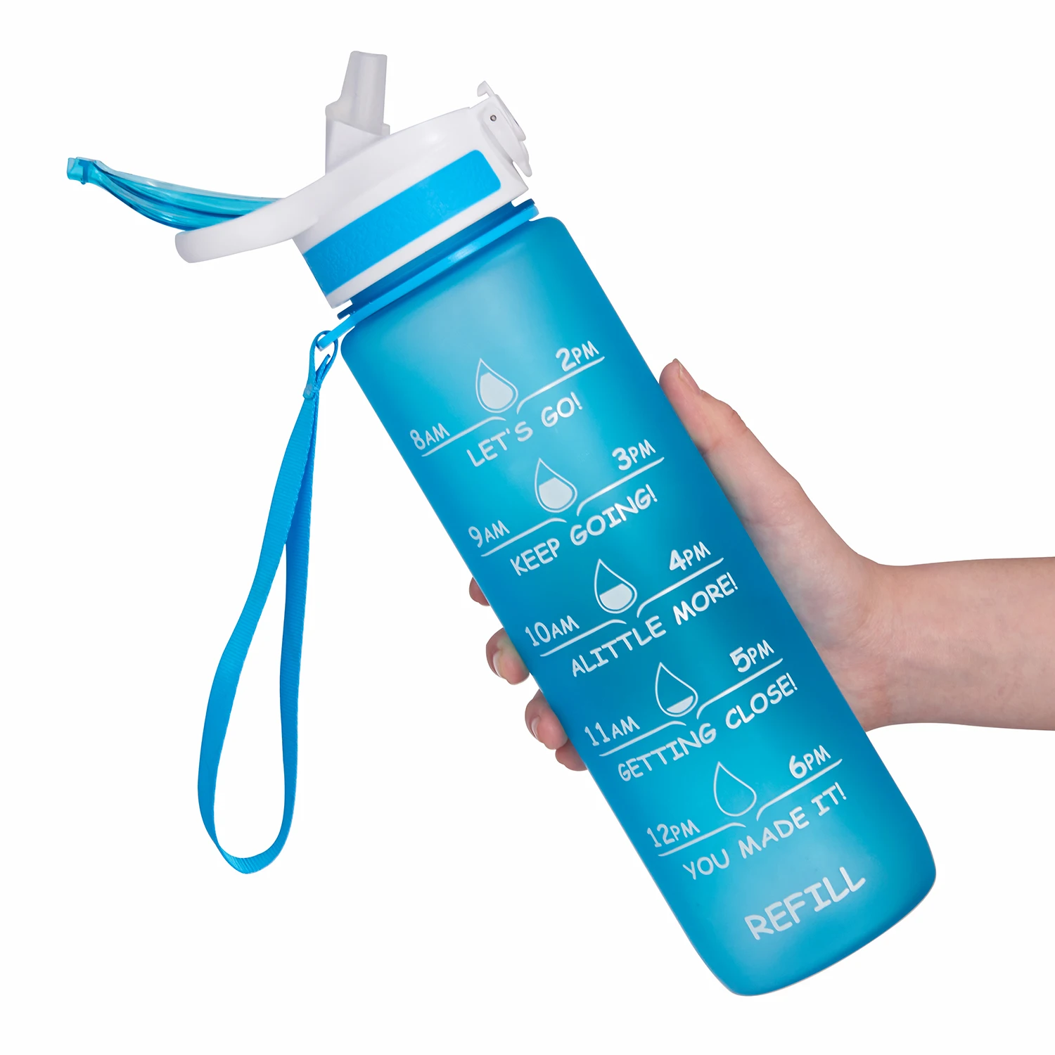 32oz Leakproof Tritran BPA Free plastic Water Bottle with Motivational Time Marker, Customized color
32oz Leakproof Tritran BPA Free plastic Water Bottle with Motivational Time Marker, Customized color