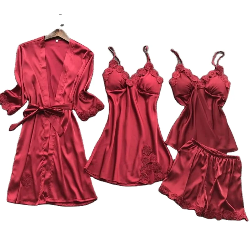 Summer 2021 women's sleepwear Silk Satin three Pieces set Pajamas Short Set Women Sexy Lingerie Nighty set silk pajamas, Customized color
Summer 2021 women's sleepwear Silk Satin three Pieces set Pajamas Short Set Women Sexy Lingerie Nighty set silk pajamas, Customized color