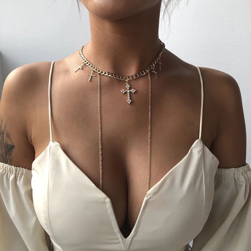 Creative Trendy Diamond Cross Pendants Necklace Link Chain Crystal Rhinestone Cross Clavicle Chain Necklace For Girl, Picture shows
Creative Trendy Diamond Cross Pendants Necklace Link Chain Crystal Rhinestone Cross Clavicle Chain Necklace For Girl, Picture shows