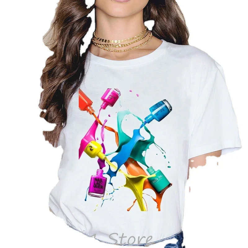 Wholesale Colorful Nail Polish Printed 3D Women T Shirt Summer Tee Shirt Tops Tshirt Casual Female Tops
Wholesale Colorful Nail Polish Printed 3D Women T Shirt Summer Tee Shirt Tops Tshirt Casual Female Tops