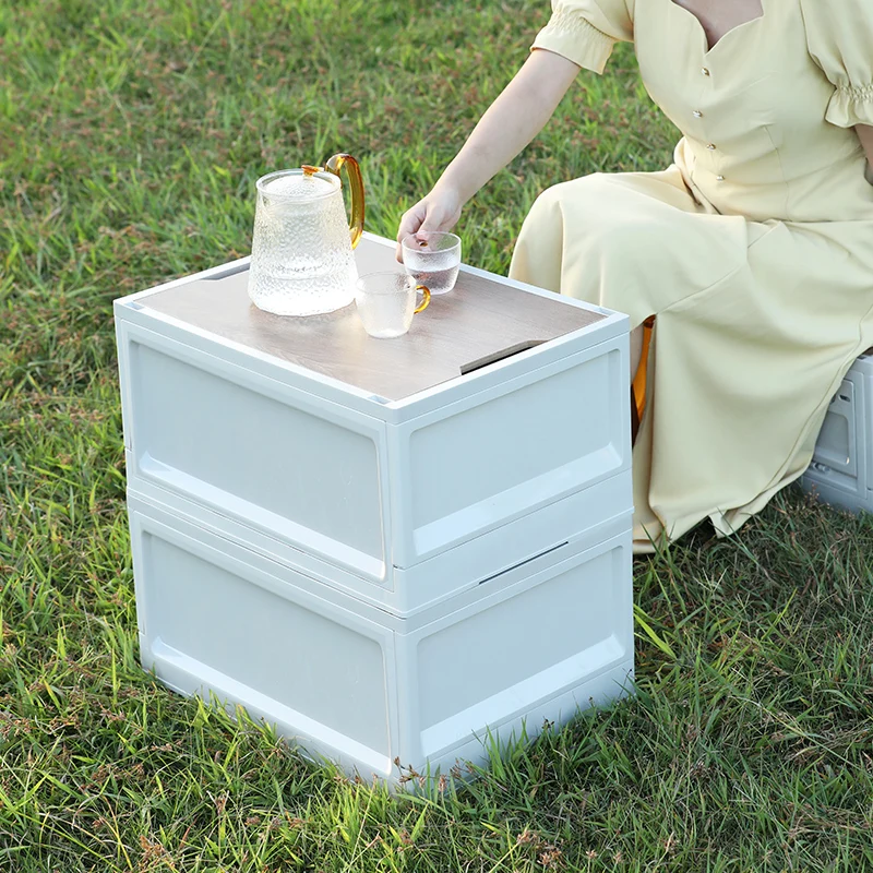 Wholesale Stackable Heavy Duty Outdoor Camping 35L Large Capacity Plastic Portable Folding Storage Box With Wood Lid, White 
Wholesale Stackable Heavy Duty Outdoor Camping 35L Large Capacity Plastic Portable Folding Storage Box With Wood Lid, White