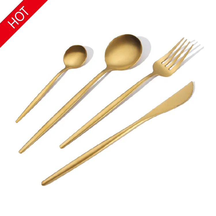 Nordic high quality stainless steel gold flatware matte gold cuttlery cutlery set spoon fork knife
Nordic high quality stainless steel gold flatware matte gold cuttlery cutlery set spoon fork knife