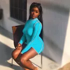 2020 Fall Latest Design Fashion Contrast Long Sleeve Turkleneck Clothes Sexy Women Dresses