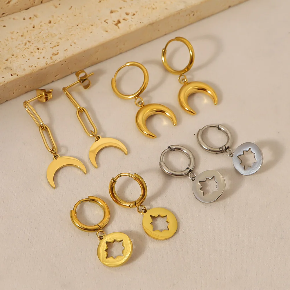 HOVANCI 3 Amazon Best Selling Stainless Steel Moon Earring Star Cross Hoop Earrings For Women
HOVANCI 3 Amazon Best Selling Stainless Steel Moon Earring Star Cross Hoop Earrings For Women