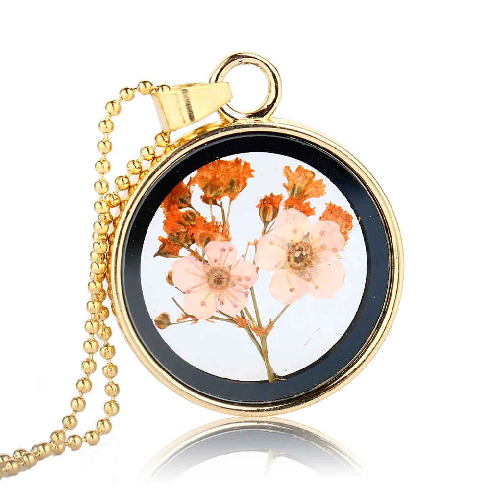Round Transparent Glass Orange Background Light Pink Dried Flower Pendant Necklace Jewelry
Round Transparent Glass Orange Background Light Pink Dried Flower Pendant Necklace Jewelry