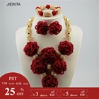 XL2120-2 Handmade red color High grade pink crystal beaded jewelry set for Nigeria women party