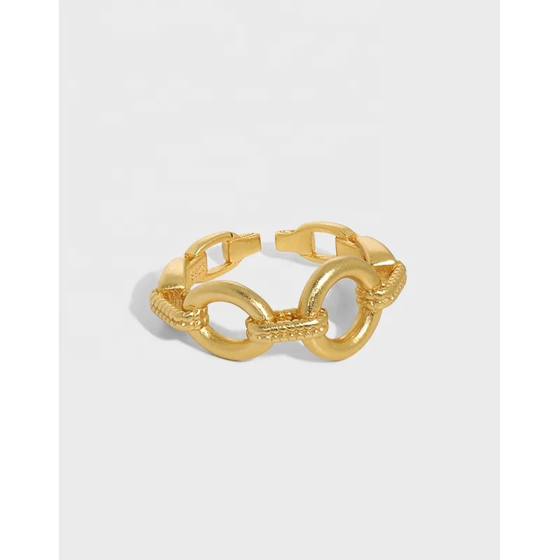 Trendy Jewelry 18K Gold Plated Chain Ring 925 Sterling Silver Geometric Chain Ring for Women
Trendy Jewelry 18K Gold Plated Chain Ring 925 Sterling Silver Geometric Chain Ring for Women
