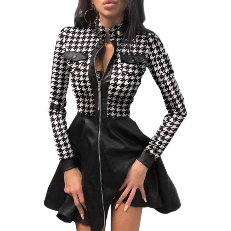 Spring Women Vintage Plaid Zippers Slim Mini Dress Long Sleeve Lace Patchwork Party Dress Office Lady Sexy Dress With Pocket
Spring Women Vintage Plaid Zippers Slim Mini Dress Long Sleeve Lace Patchwork Party Dress Office Lady Sexy Dress With Pocket