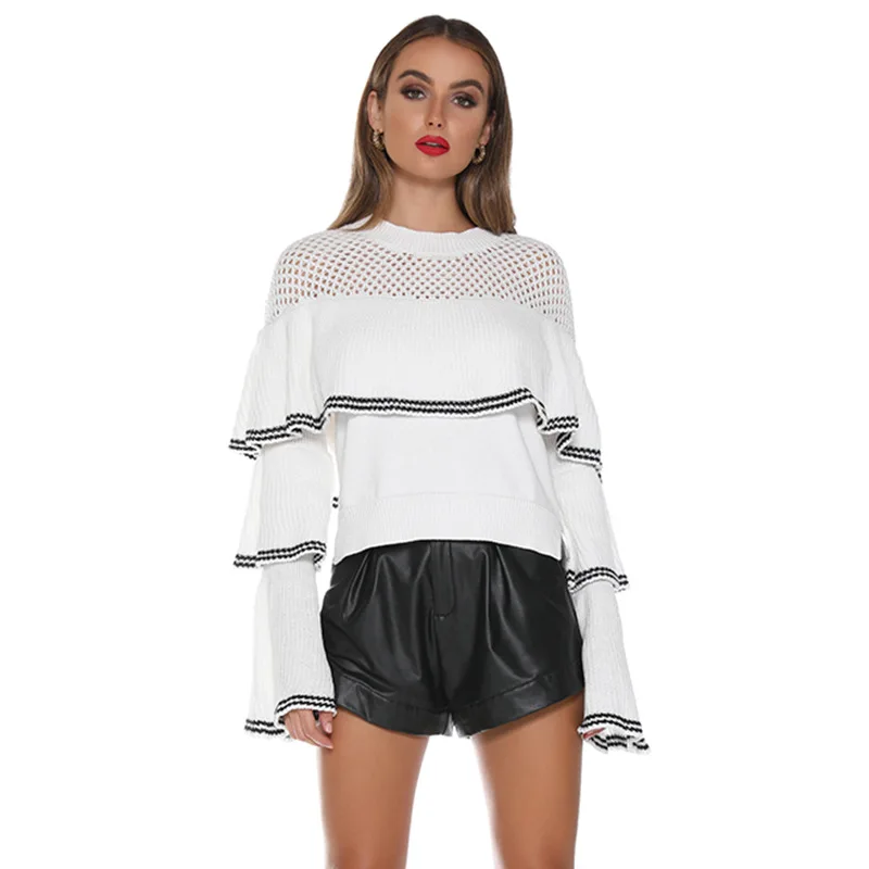 2019 fall hot sale fashion pullover sweater woman sexy hollowed-out sweater long sleeve sweater with layered ruffle blouse top
2019 fall hot sale fashion pullover sweater woman sexy hollowed-out sweater long sleeve sweater with layered ruffle blouse top