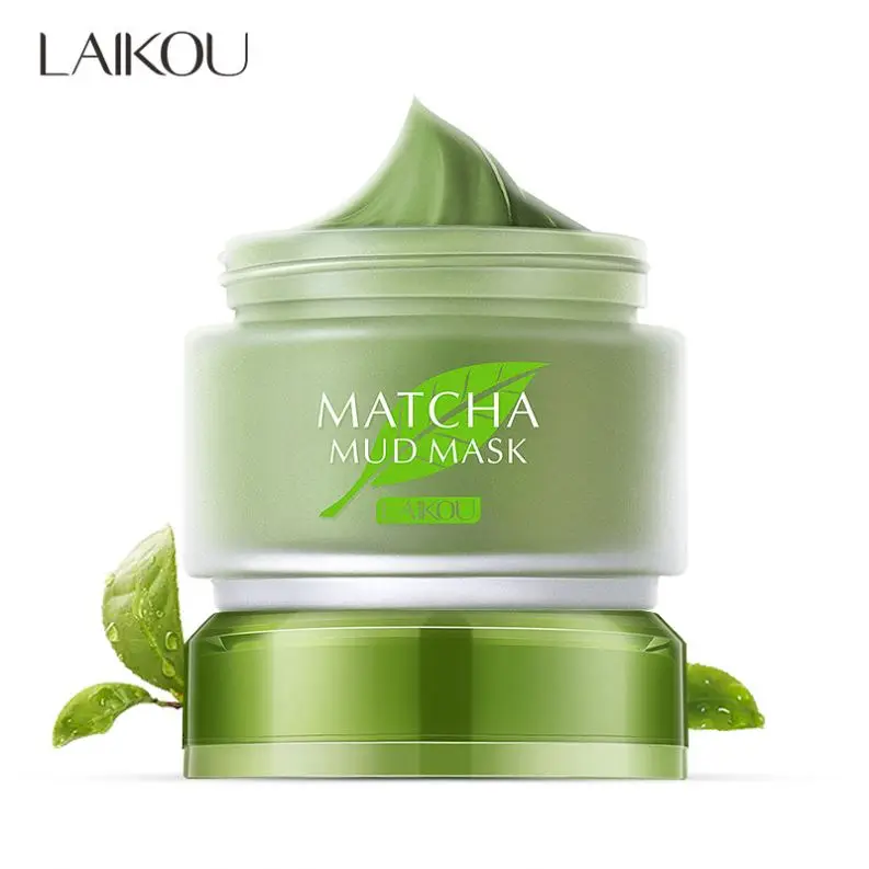 

LAIKOU Matcha Mud Facial Mask Cream Deep Cleaning Oil-Control Moisturizing Blackhead Remover Acne Treatment Pore Cleanser Mud