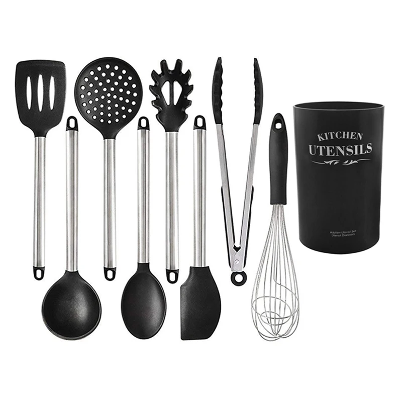 Kitchen Ware Household Stainless Steel and Silicon Cooking Utensil Set 8, Black
Kitchen Ware Household Stainless Steel and Silicon Cooking Utensil Set 8, Black