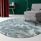 Home decor handmade jacquard green wool and silk living room round leave carpet