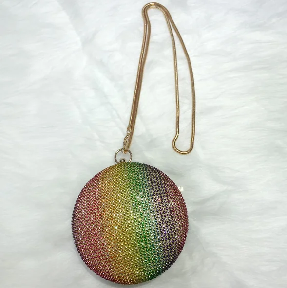 Small diamond Hand Bag Fashion Women Chains Handbag Rainbow color Letter Shoulder Messenger Bag Female Mini Round Tote
Small diamond Hand Bag Fashion Women Chains Handbag Rainbow color Letter Shoulder Messenger Bag Female Mini Round Tote