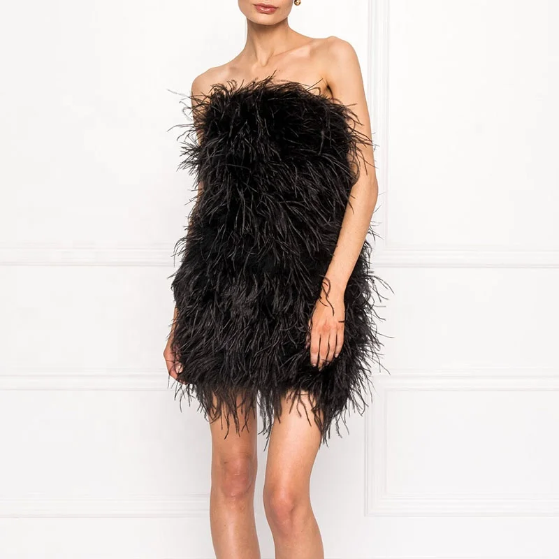 Custom Colors Strapless Long Feather Club Evening Dress Sleeveless Women Ostrich Feather Dress, Customized color
Custom Colors Strapless Long Feather Club Evening Dress Sleeveless Women Ostrich Feather Dress, Customized color