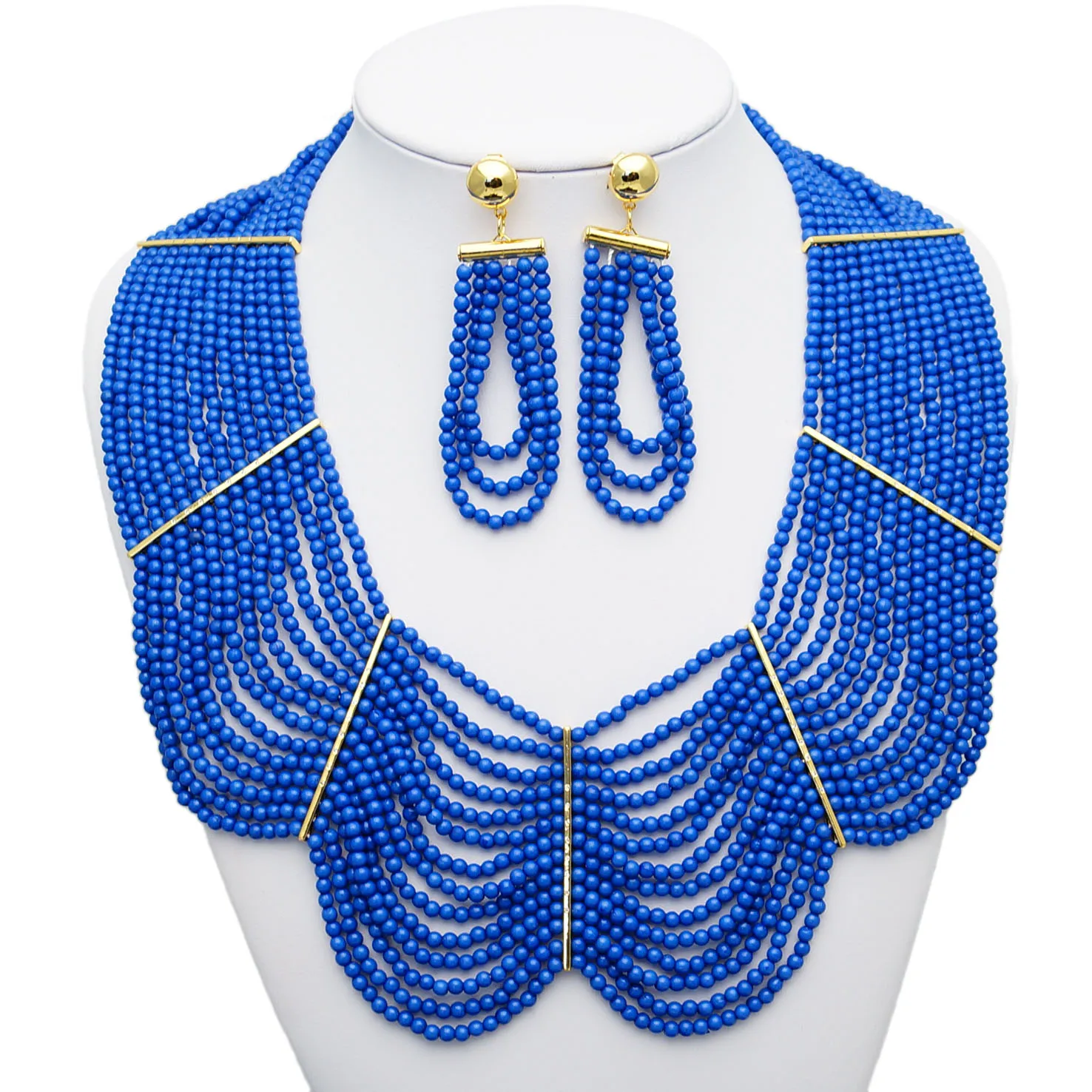 wholesale Fashion African party necklace and earrings sets handmade blue color beads jewelry set for Engagement
wholesale Fashion African party necklace and earrings sets handmade blue color beads jewelry set for Engagement