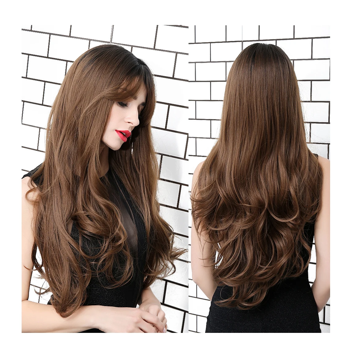 High Quality Long Regular Wave Ombre Dark Brown Hair Wigs with Fringe Heat Resistant Synthetic Wig for Women, Gold
High Quality Long Regular Wave Ombre Dark Brown Hair Wigs with Fringe Heat Resistant Synthetic Wig for Women, Gold