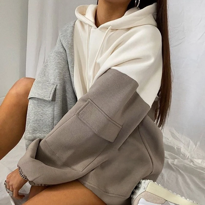 Bomblook K21TP535 Loose Color Patchwork Hoodie Long Sleeve Drawstring Pocket Streetwear Long Top Women
Bomblook K21TP535 Loose Color Patchwork Hoodie Long Sleeve Drawstring Pocket Streetwear Long Top Women