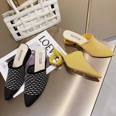 LazySeal 7cm Fretwork Heels Pointed Toe Slippers Women Shoes Stretch Fabric Air Mesh Mules Flip Flop Slip On Slides Plus Size 43
LazySeal 7cm Fretwork Heels Pointed Toe Slippers Women Shoes Stretch Fabric Air Mesh Mules Flip Flop Slip On Slides Plus Size 43