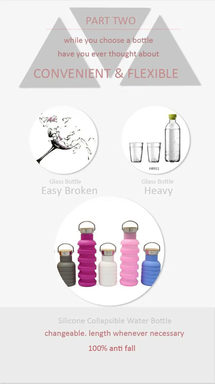 Food safe reusable silicone foldable water bottle wholesale