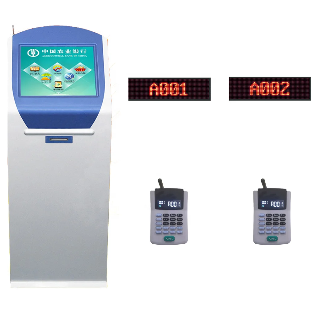Banking/Hospital Web based Wireless Queue Token Number Display System With 17 inch Queuing Ticket Kiosk Machine