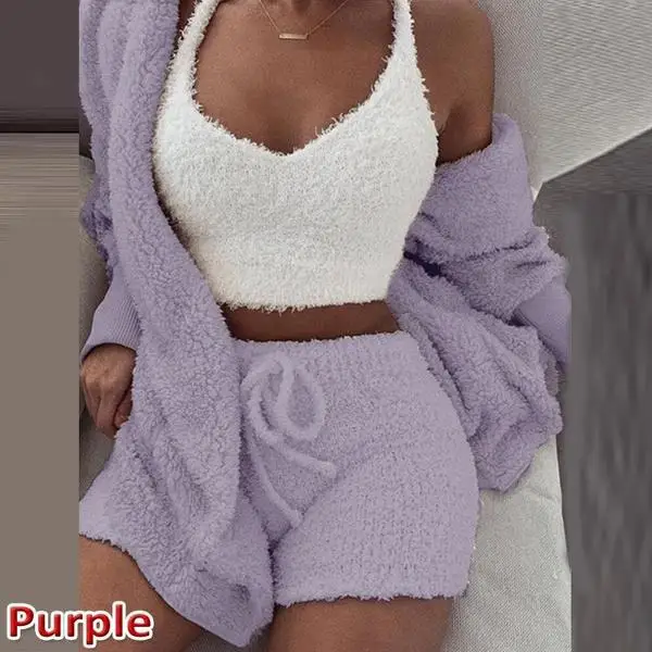 Hot Slale Winter Women Sexy Pajamas 3 Piece Sets Mature Soft Nightwear Velvet Sleepwear Vest Shorts Robe 3pc Pajamas Set, Multi colors
Hot Slale Winter Women Sexy Pajamas 3 Piece Sets Mature Soft Nightwear Velvet Sleepwear Vest Shorts Robe 3pc Pajamas Set, Multi colors