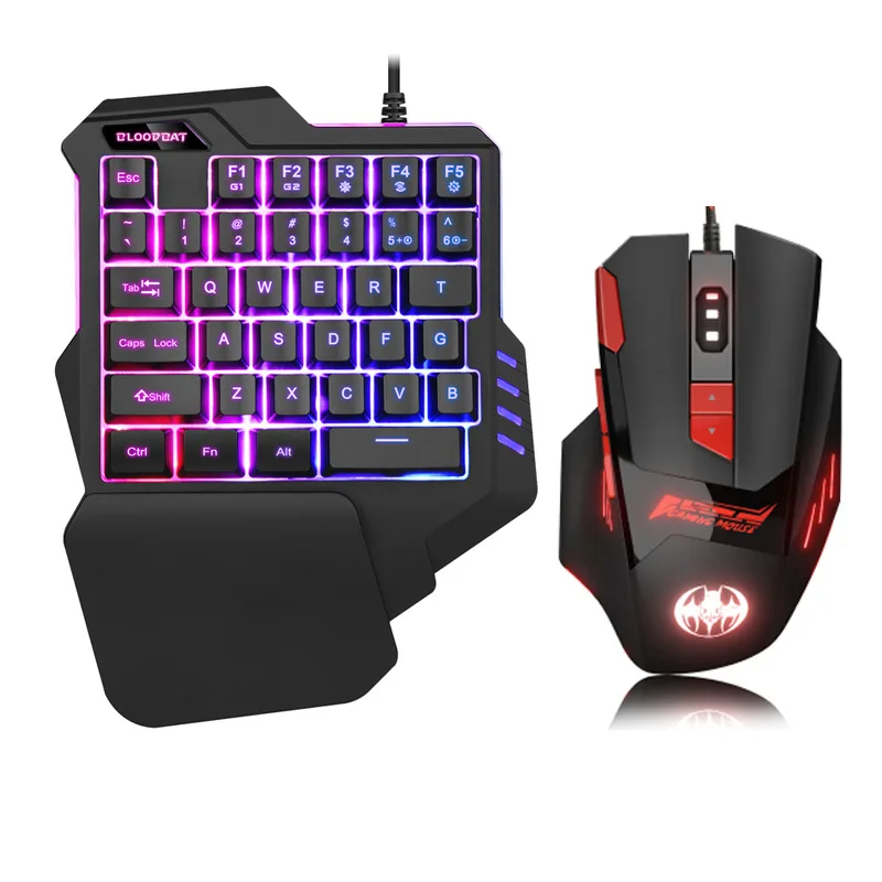 

New Products Wired 35-Keys RGB One Hand Mechanical Keyboard Mouse Combo Kit