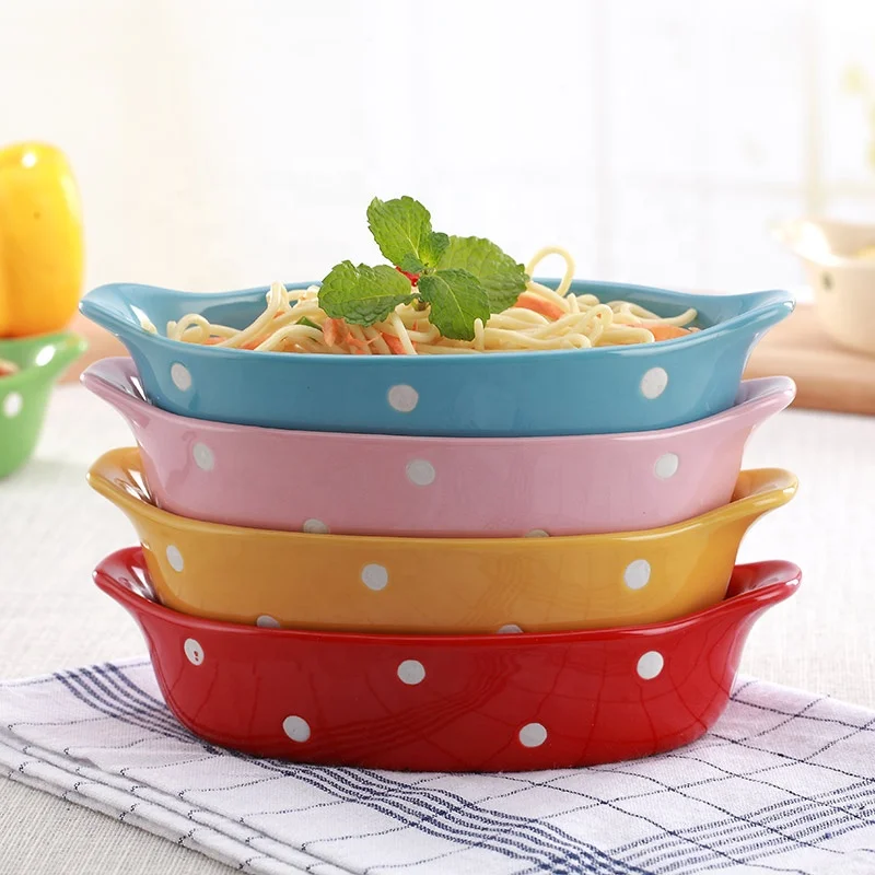 Boat shape ceramic baking plate colorful glazed porcelain plate and bowl with double handles, Red
Boat shape ceramic baking plate colorful glazed porcelain plate and bowl with double handles, Red