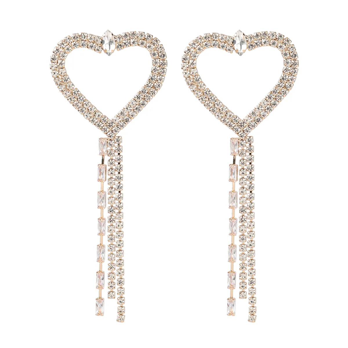 Sweet Jewelry Sparkle Rhinestone Heart Tassel Drop Earrings Hollow Heart Chandelier Dangle Earrings
Sweet Jewelry Sparkle Rhinestone Heart Tassel Drop Earrings Hollow Heart Chandelier Dangle Earrings