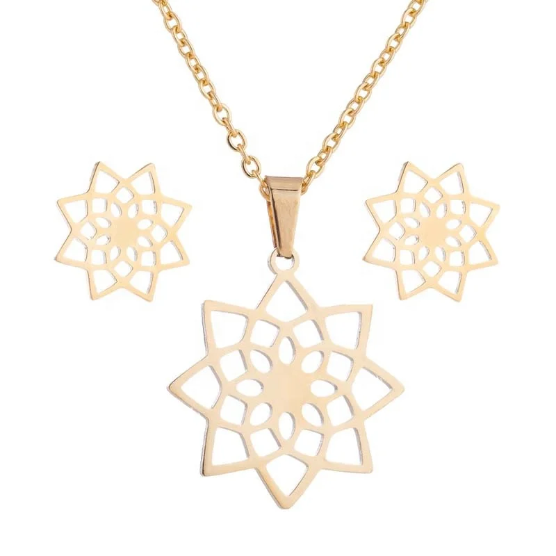 Creative Women Stainless Steel Lotus Earrings Necklace Set Female Clavicle Chain Necklace Jewelry Gift, Picture
Creative Women Stainless Steel Lotus Earrings Necklace Set Female Clavicle Chain Necklace Jewelry Gift, Picture