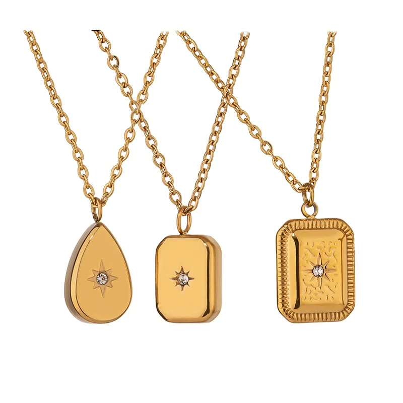 JINYOU 2231 Fashion Waterproof PVD 18k Gold Plated Stainless Steel Square North Star Pendant Charm Necklace Jewelry Women
JINYOU 2231 Fashion Waterproof PVD 18k Gold Plated Stainless Steel Square North Star Pendant Charm Necklace Jewelry Women